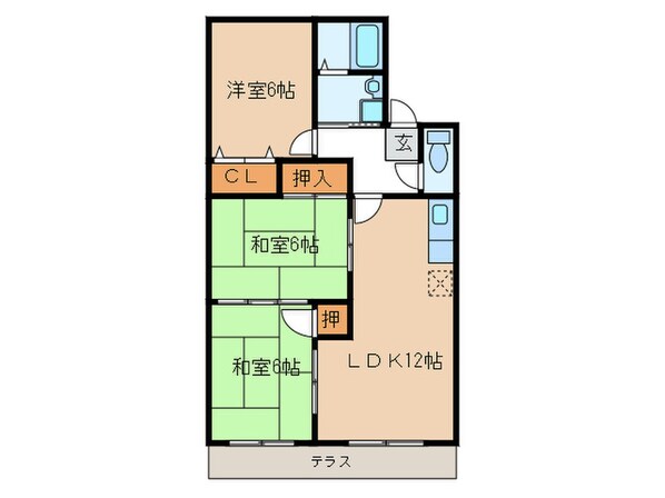 ア－バンライフ津福Ｂ棟の物件間取画像